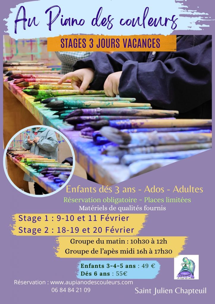alt=atelier de peinture libre saint julien chapteuil Au Piano des couleurs cabane a peindre jeu de peindre jouer avec la couleur concentration activité détente relaxation confiance en soi pinceaux peinture répétions geste de peindre stage vacances février 2026