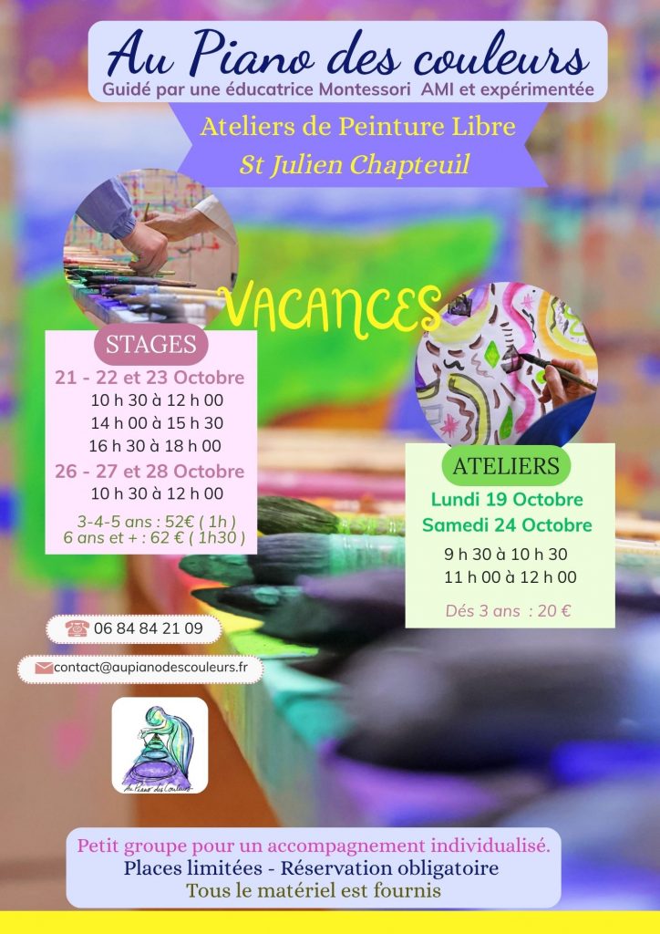 alt=atelier de peinture libre saint julien chapteuil Au Piano des couleurs cabane a peindre jeu de peindre jouer avec la couleur concentration activité détente relaxation confiance en soi pinceaux peinture répétions geste de peindre stage 2026 stage barbotine argile modelage libre ateliers enfants parents peindre en famille activité vacances octobre 2026 stages ateliers le puy en vêla Yssingeaux